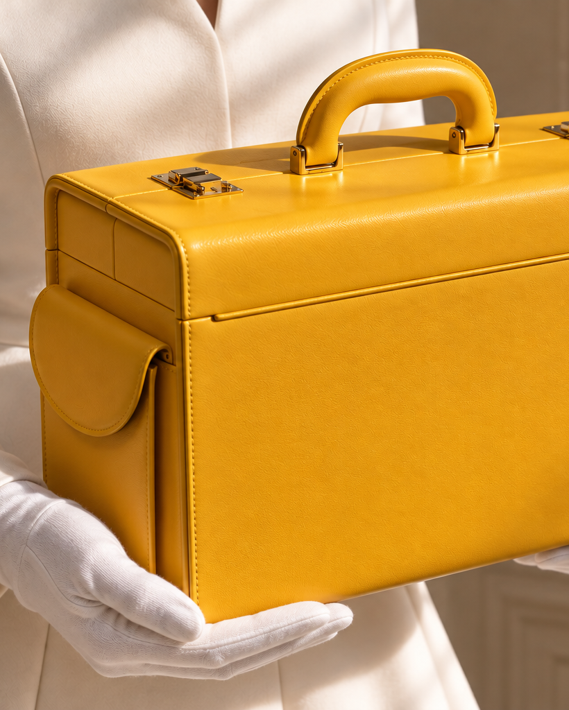 Mallette de voyage en cuir jaune – Collection Voyage LYSANDRE PARIS