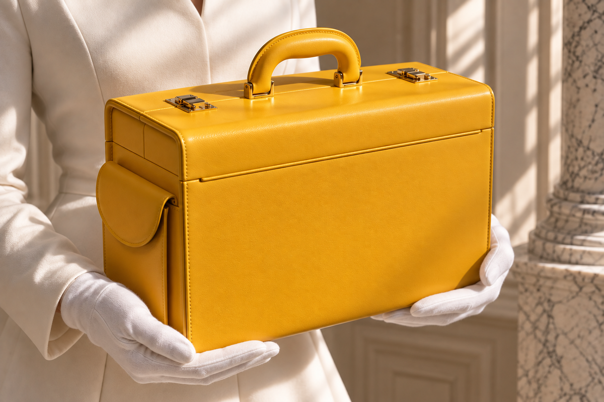 Mallette de voyage en cuir jaune – Collection Voyage LYSANDRE PARIS